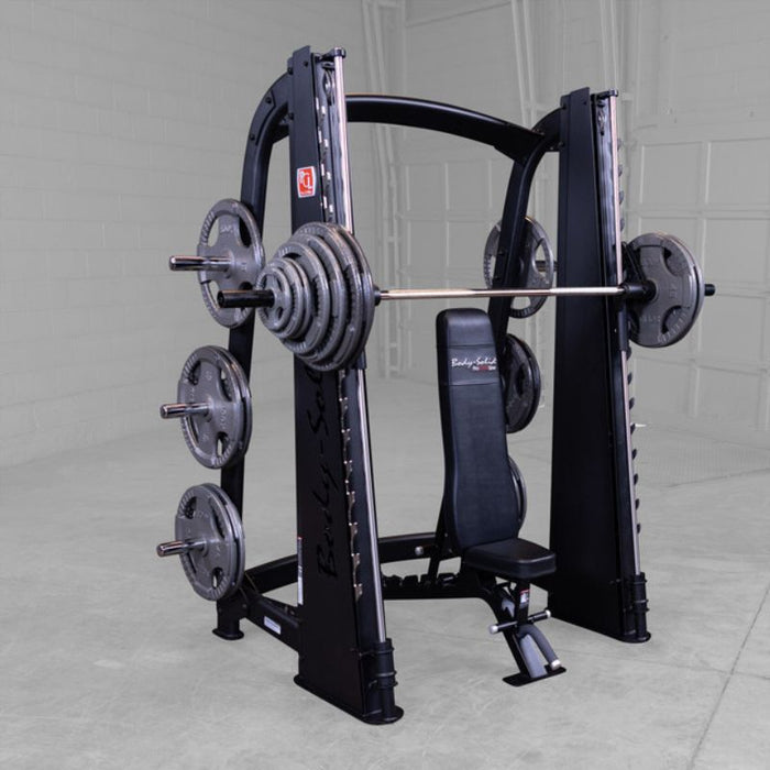Body-Solid ProClub Counter Balanced Smith Machine SCB1000B overview loaded weights