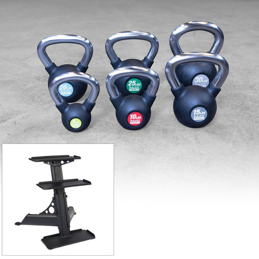 Body-Solid Rubber Kettlebell Set with Rack KBZS105Pack