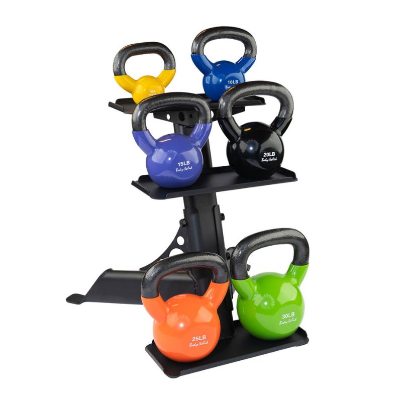 Body-Solid Vinyl Kettlebell Set with Rack KBVS105Pack