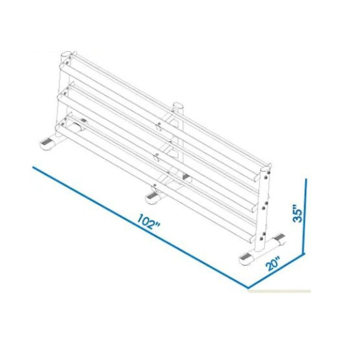 BodyKore 5-100lb Dumbbell Rack G243 dimensions diagram