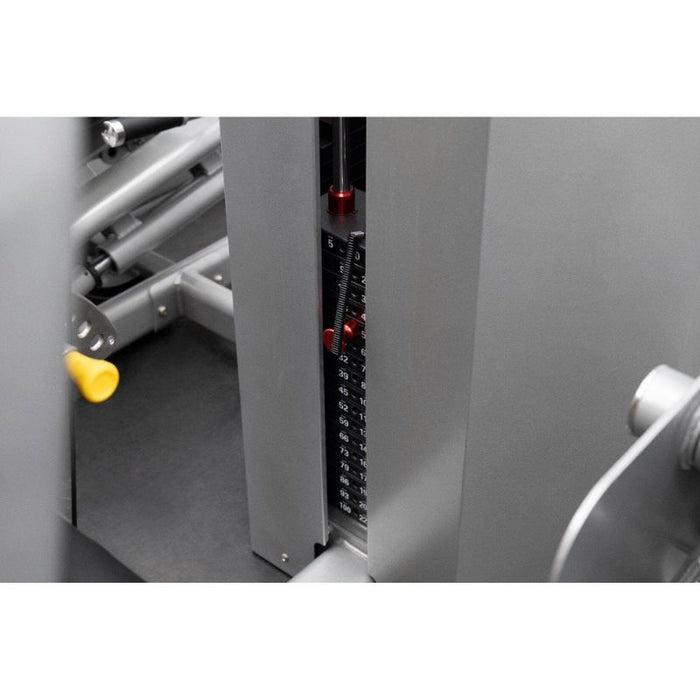 BodyKore Alliance 3-Station Multi Gym MTI4005 weight stack closeup