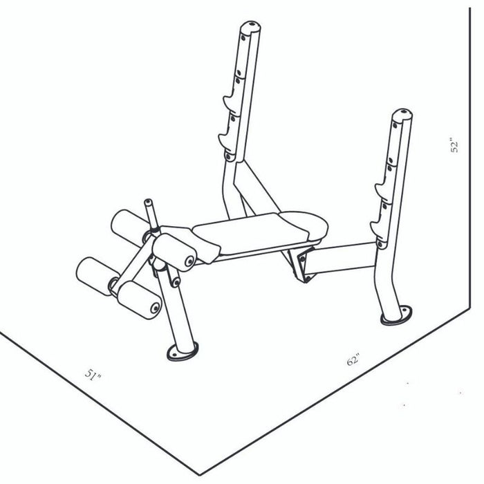 BodyKore Elite Olympic Decline Press CF2153 dimensions diagram