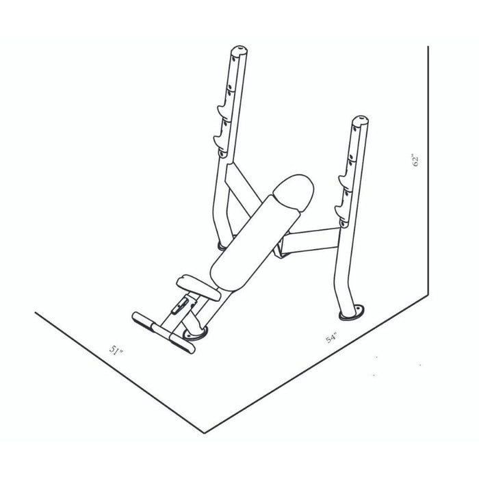 BodyKore Elite Olympic Incline Press CF2152 dimensions diagram