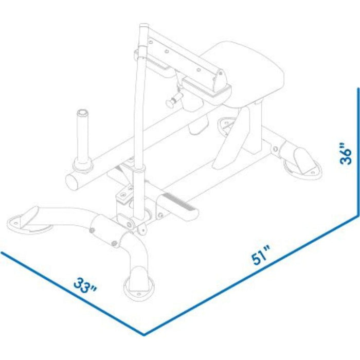 BodyKore Elite Seated Calf Raise CF2172 Dimensions Diagram