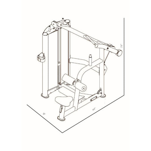 BodyKore Isolation Lat Pull Down GR602 Dimensions Diagram