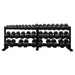 BodyKore Rubber Hex Dumbbell Set 5-100lb with G243 black frame