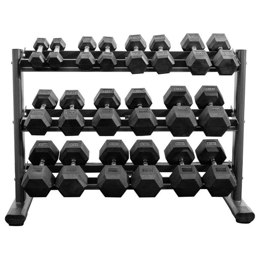 BodyKore Rubber Hex Dumbbell Set 5-50lb with G241