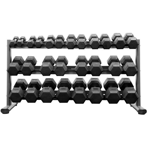 BodyKore Rubber Hex Dumbbell Set 5-70lb with G242