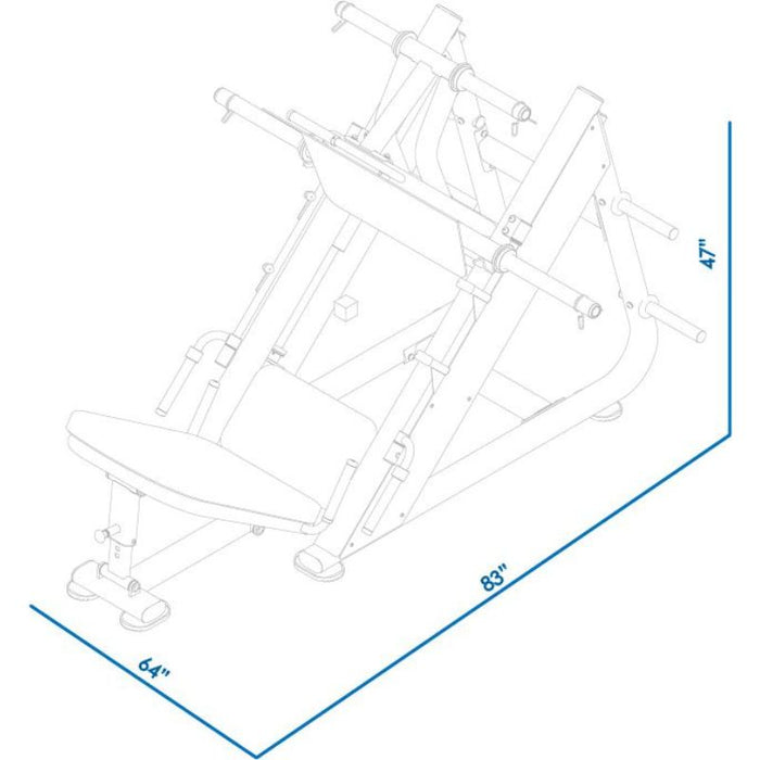 BodyKore Signature 45-Degree Leg Press G277 dimensions diagram