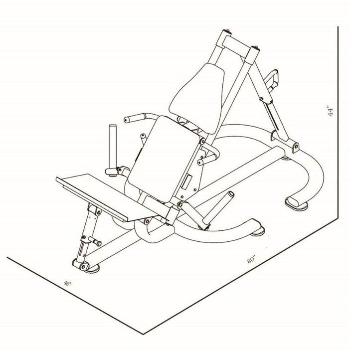 BodyKore Stacked Glute Press CF8131 Dimensions Diagram