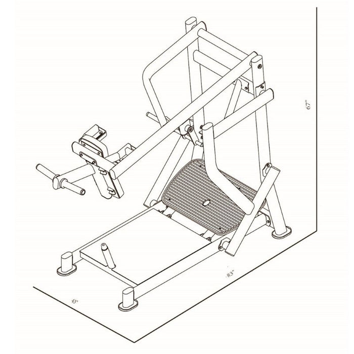 BodyKore Stacked Pendulum Squat CF1837 dimensions diagram