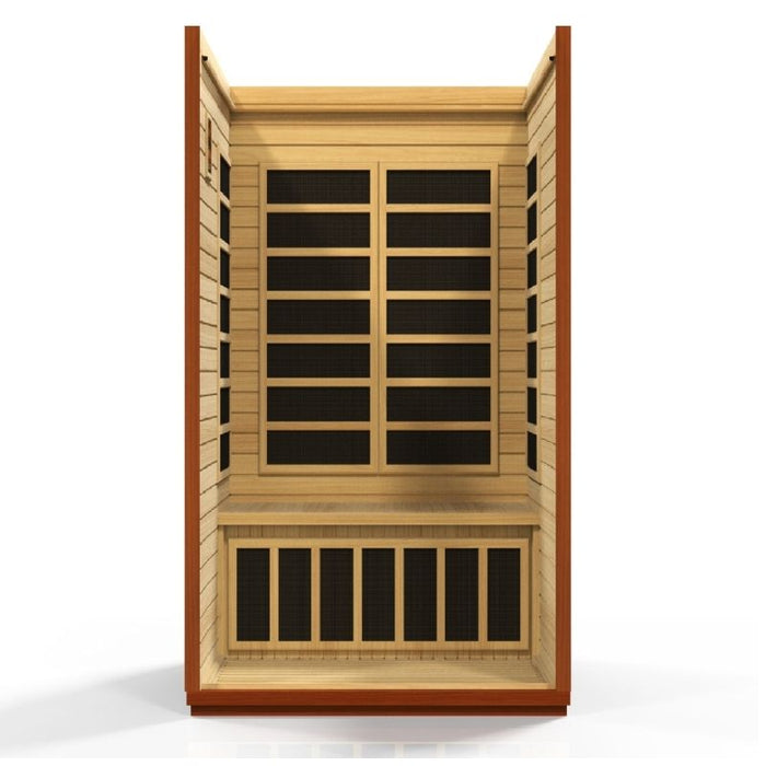 Dynamic San Marino Elite Ultra Low EMF Sauna DYN-6206-01 Elite interior front view bench