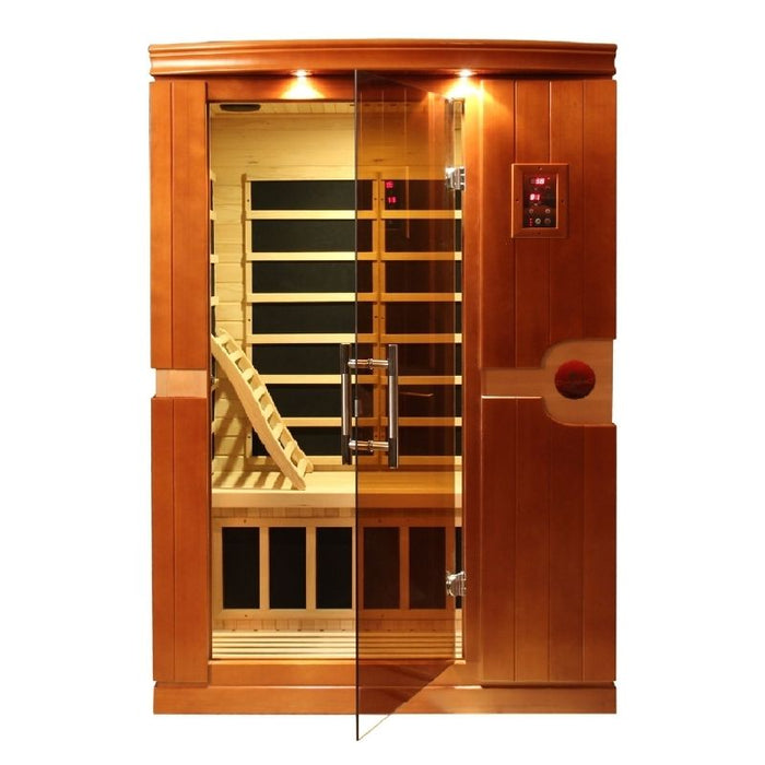 Dynamic Venice Elite Ultra Low EMF Sauna DYN-6210-01 Elite angled front view led reading lights