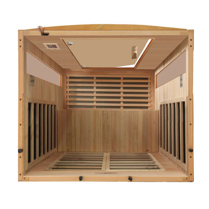 Dynamic Versailles Elite Ultra Low EMF Sauna DYN-6202-03 Elite interior view-heaters and bench