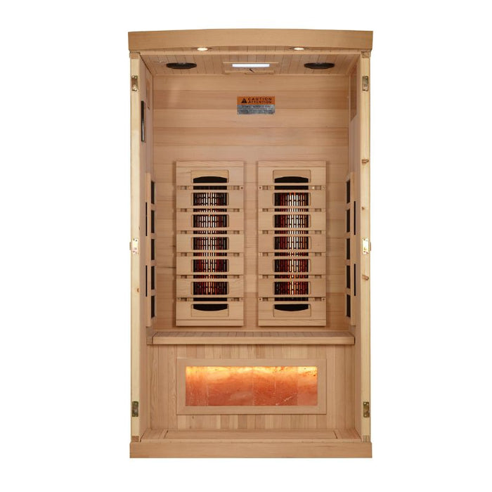 Golden Designs Full Spectrum Near Zero EMF Sauna GDI-8010-03 front interior view