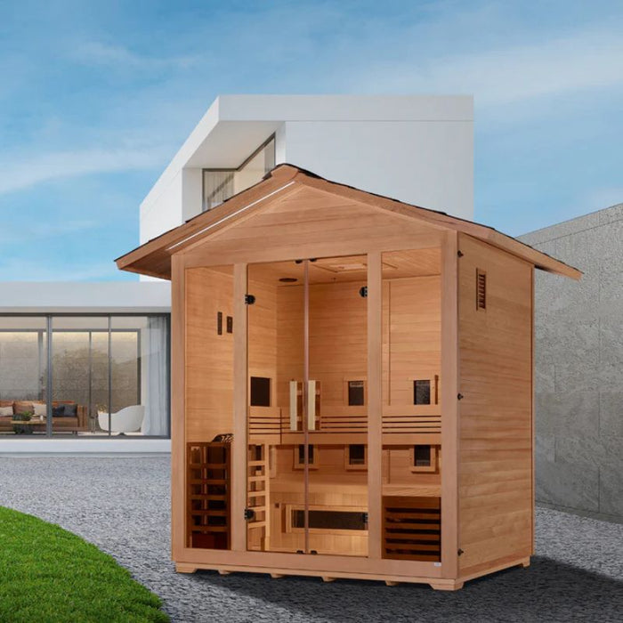 Golden Designs Gargellen Hybrid Outdoor Sauna GDI-8125-01 lifestyle backyard