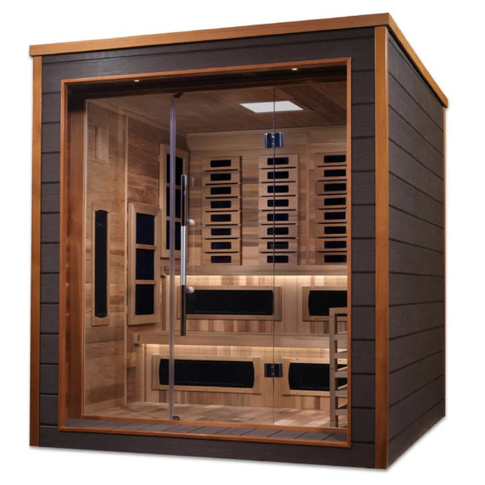 Golden Designs Karlstad Hybrid Outdoor Sauna GDI-8226-01 front angle view