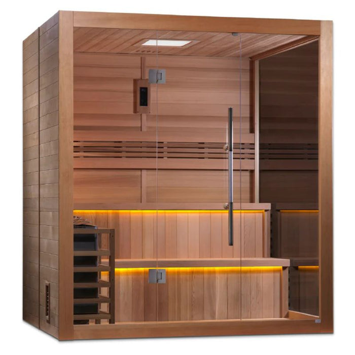 Golden Designs Kuusamo Edition Traditional Sauna GDI-7206-01 front angle view