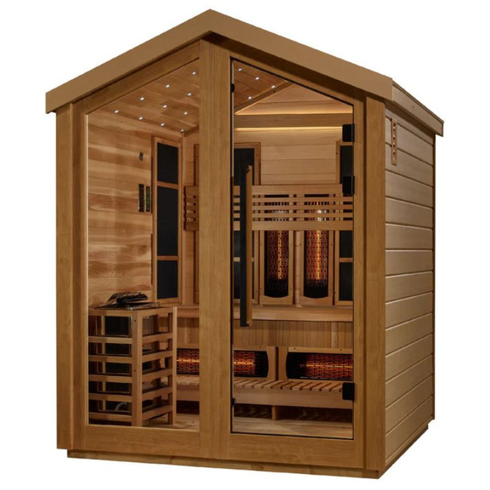 Golden Designs Loviisa Hybrid Outdoor Sauna GDI-8523-01 front right angle view