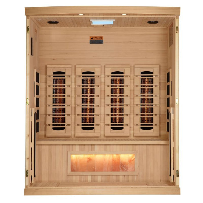 Golden Designs Near Zero EMF Sauna GDI-8040-03 interior view heaters salt bar