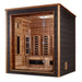 Golden Designs Visby Hybrid Outdoor Sauna GDI-8223-01 angled front exterior view