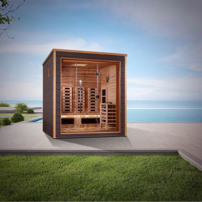 Golden Designs Visby Hybrid Outdoor Sauna GDI-8223-01 lifestyle outdoor view