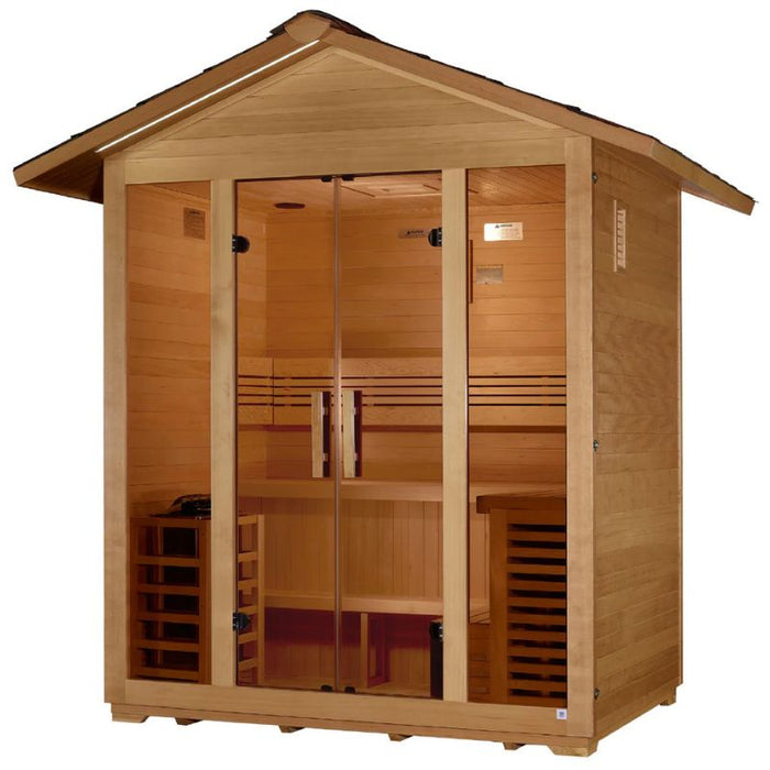 Golden Designs Vorarlberg Traditional Outdoor Sauna GDI-8105-01 angled front right