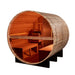 Golden Designs Zurich 4-Person Barrel Traditional Sauna GDI-B024-01 interior wide cutaway view