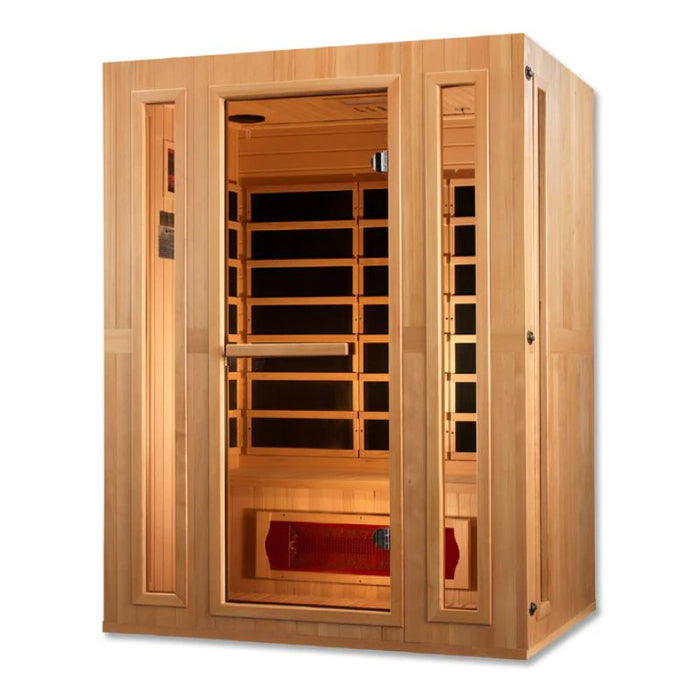 Maxxus Low EMF Infrared Sauna MX-LS3-01 angled front glass door