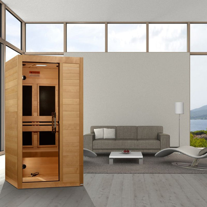 Maxxus S-Line Elite 1-Person Ultra Low EMF Yoga Sauna infrared heater panel layout