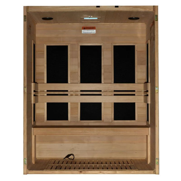 Maxxus S-Line Elite 3-Person Ultra Low EMF Yoga Sauna infrared heater panel layout