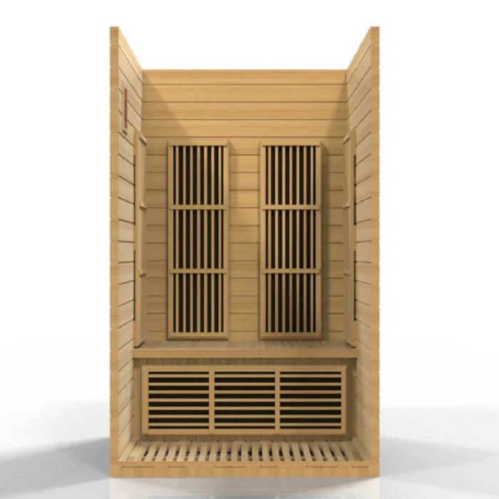 Maxxus Seattle 2-Person Near Zero EMF Infrared Sauna interior rear heater wall