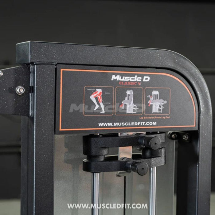 Muscle D Classic V2 Leg Extension Curl instruction placard