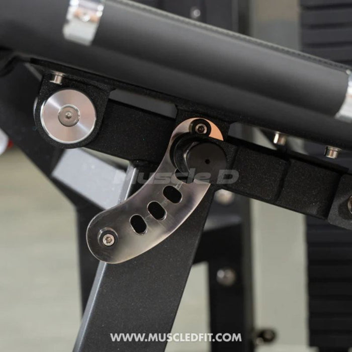 Muscle D Classic V2 Leg Extension Curl pop pin adjustment detail