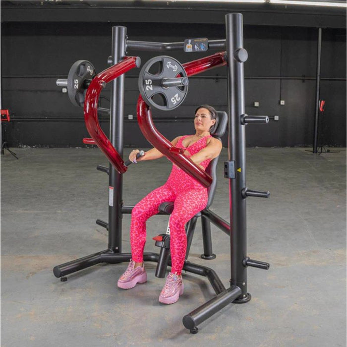 Muscle D Power Leverage V2 Decline Chest Press Female Front Rep