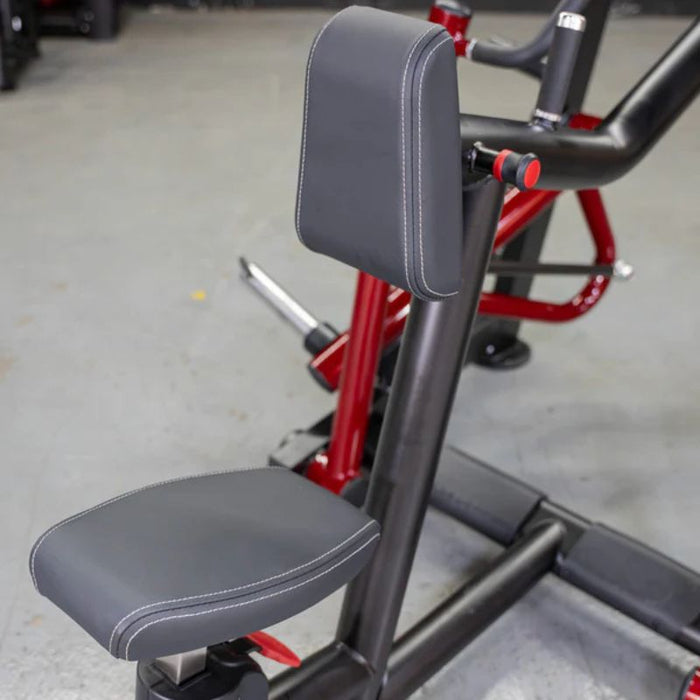 Muscle D Power Leverage V2 Dual Hinge Seated Row seat backrest closeup