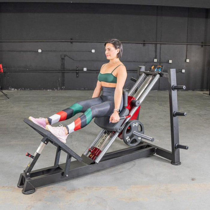 Muscle D Power Leverage V2 Hack Squat Calf female calf raise start position