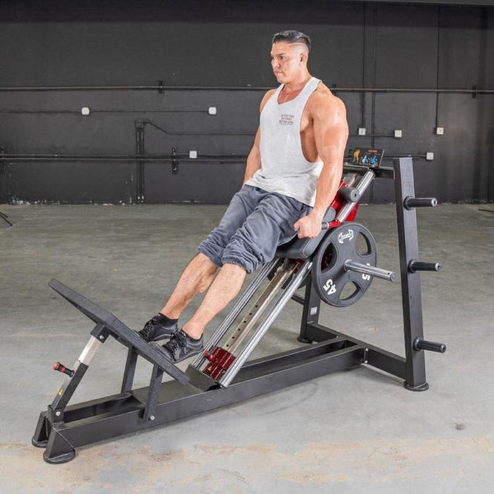 Muscle D Power Leverage V2 Hack Squat Calf male calf raise start position