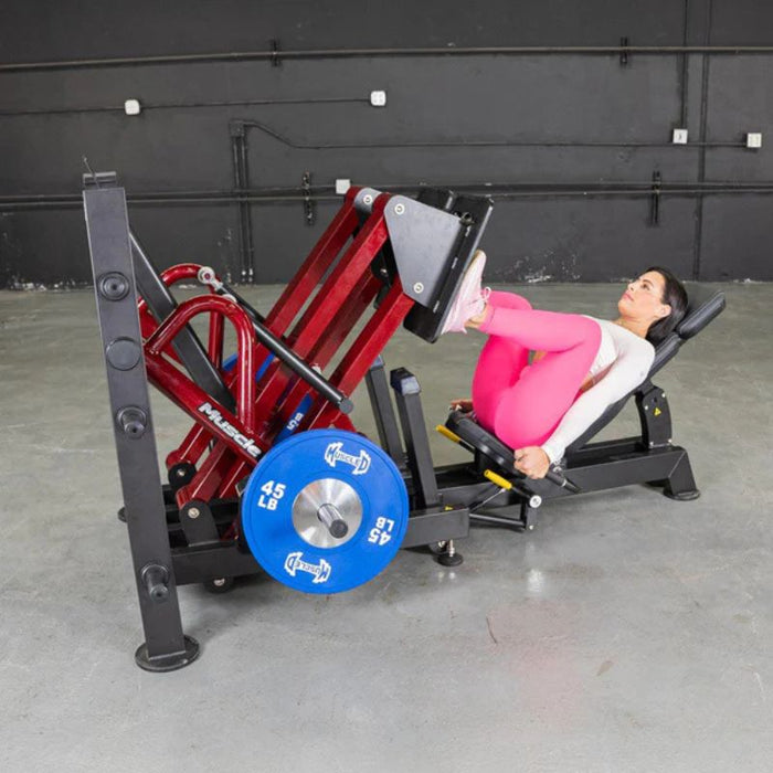 Muscle D Power Leverage V2 Iso Lateral 45 Degree Leg Press PL-PV2-LPI Female Demo Knees Bent