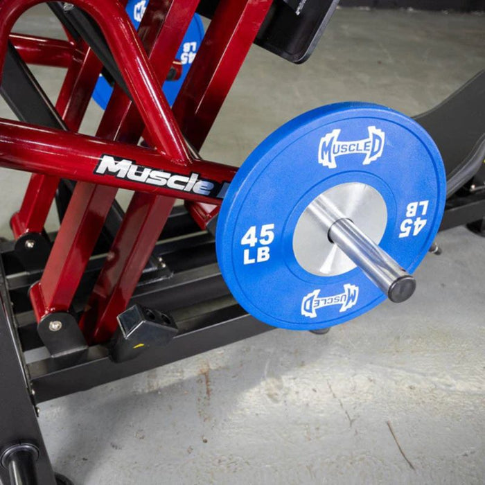 Muscle D Power Leverage V2 Iso Lateral 45 Degree Leg Press PL-PV2-LPI Weight Horn Closeup