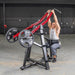 Muscle D Power Leverage V2 Iso Lateral Lat Pull male overhead stretch
