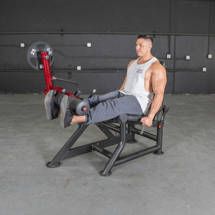 Muscle D Power Leverage V2 Leg Extension Male User Extended Position
