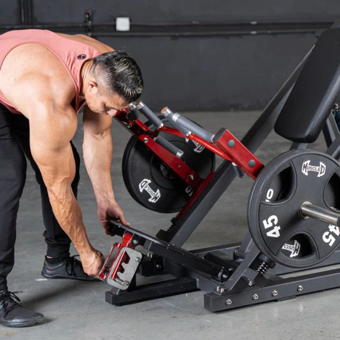 Muscle D Power Leverage V2 Linear Bearing Row footplate adjustment closeup