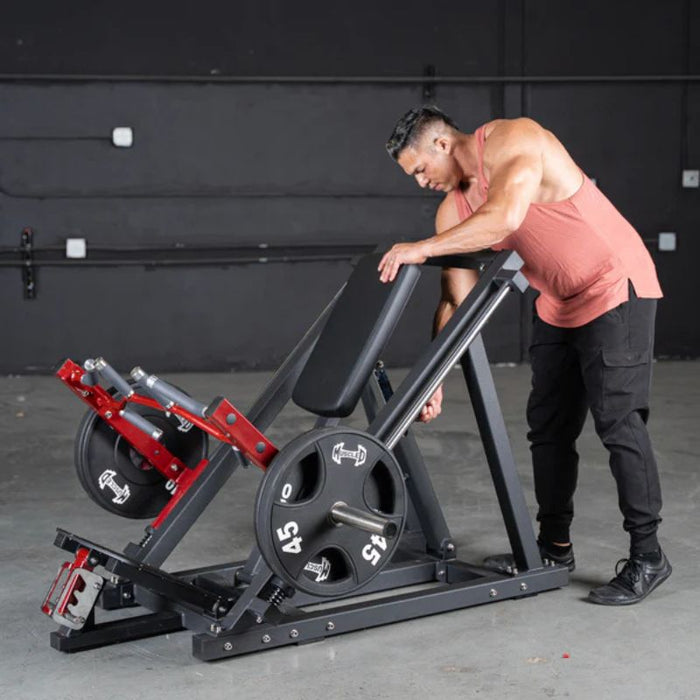 Muscle D Power Leverage V2 Linear Bearing Row male athlete loading machine