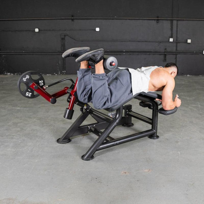 Muscle D Power Leverage V2 Prone Leg Curl Man Performing Exercise
