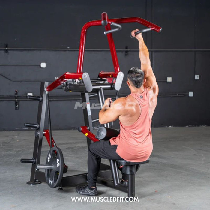 Muscle D Power Leverage V2 Rotary Lat Pulldown male single arm rep