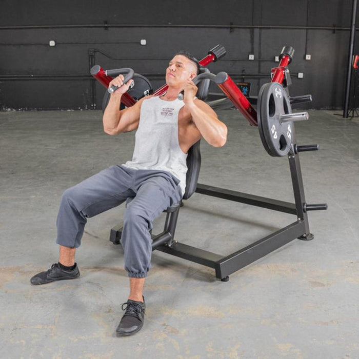 Muscle D Power Leverage V2 Shoulder Press male bottom position