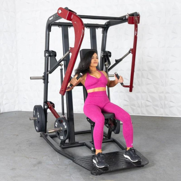 Muscle D Pro Strength Chest Press female press position