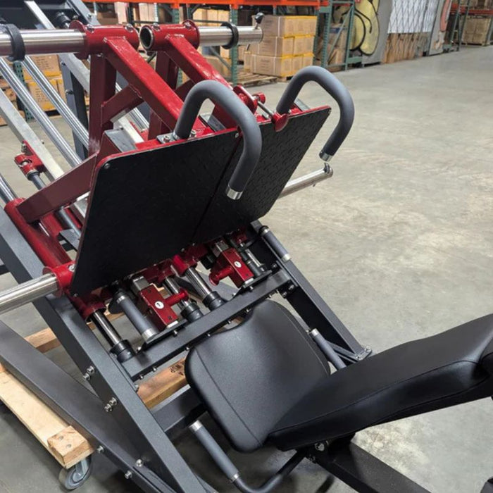 Muscle D Pro Strength Dual Leg Press footplates angled view