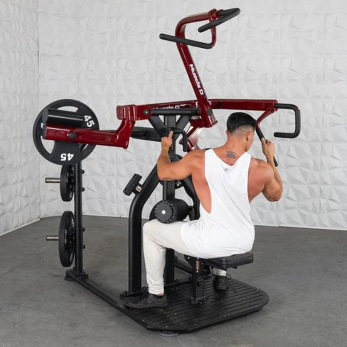 Muscle D Pro Strength Rotary Lat Pull-Down seated back view start